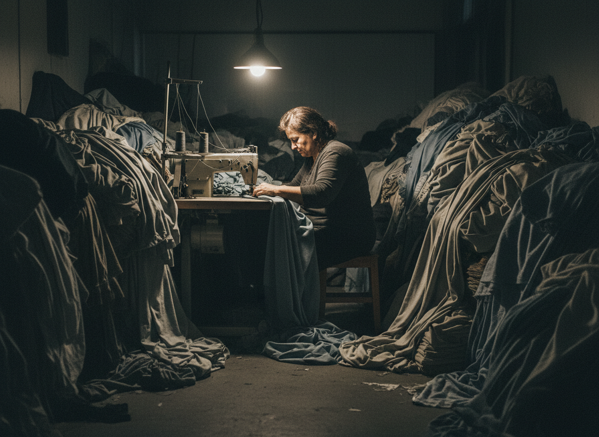 Garment worker at a sewing machine