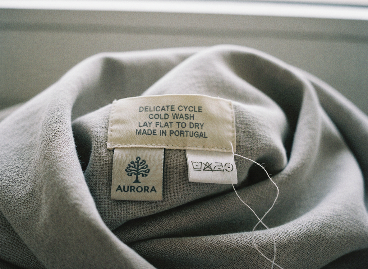 Close-up of clothing labels